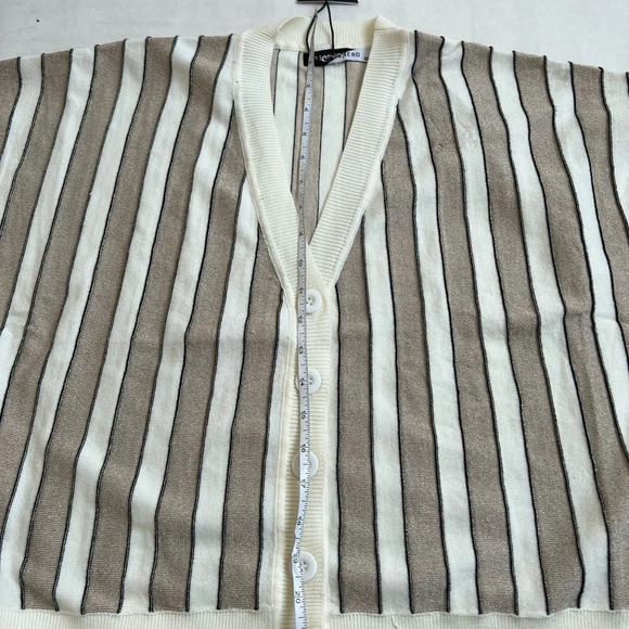 BiancoNero Women's Long Sleeve Button Up Stripped Viscose Blend Cardigan… - Picture 5 of 9